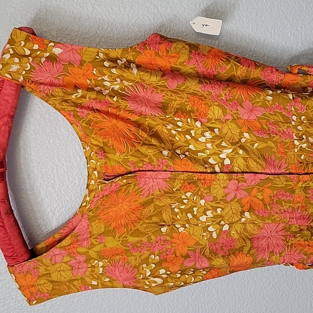 Vintage, orange floral dress, size medium - Picture 5 of 5